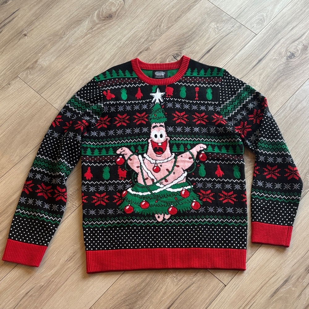 SpongeBob Squarepants Black and Red Holiday Sweater